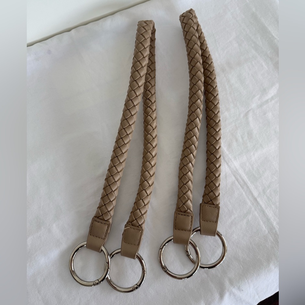 MICHE Interchangable Handle Straps Tan Woven w 4 Carabiners - New w/o tags